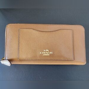 Coach Brown Accordian Long Zip Wallet, EUC, 2016